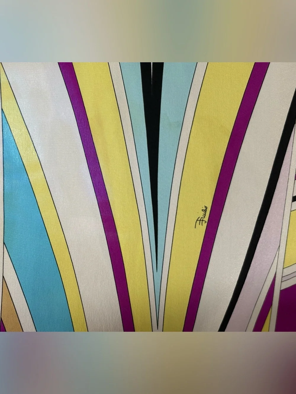 Emilio Pucci Vintage Geometric Silk Scarf 12.5”x 51”
